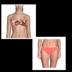 Radio Fiji NWT Women's Coral Diamante Printed Strapless Bikini, Size Small